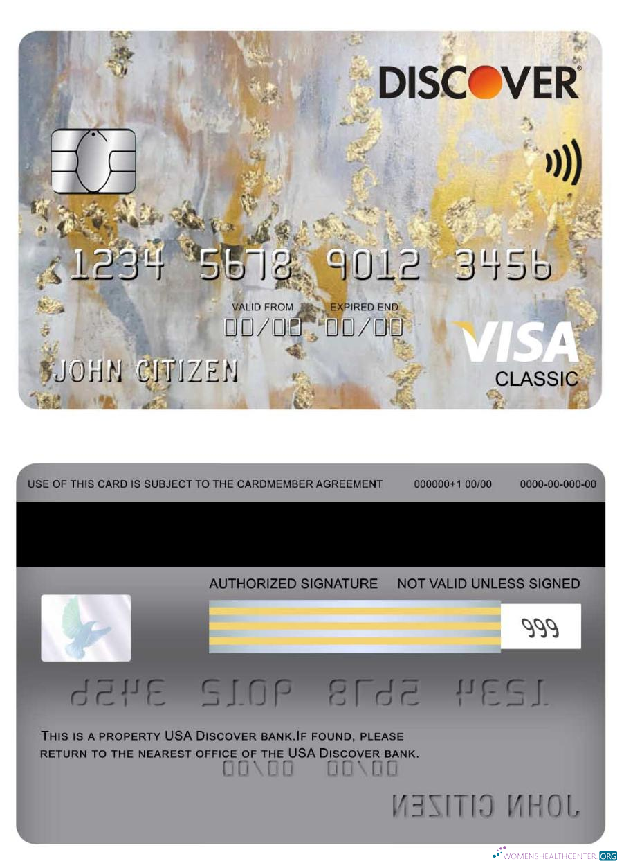 Download USA Discover bank visa classic card Photoshop template